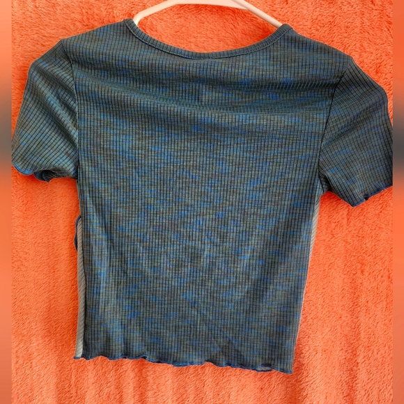 Wild Fable Blue Short Sleeve LettuceTop - Picture 2 of 3